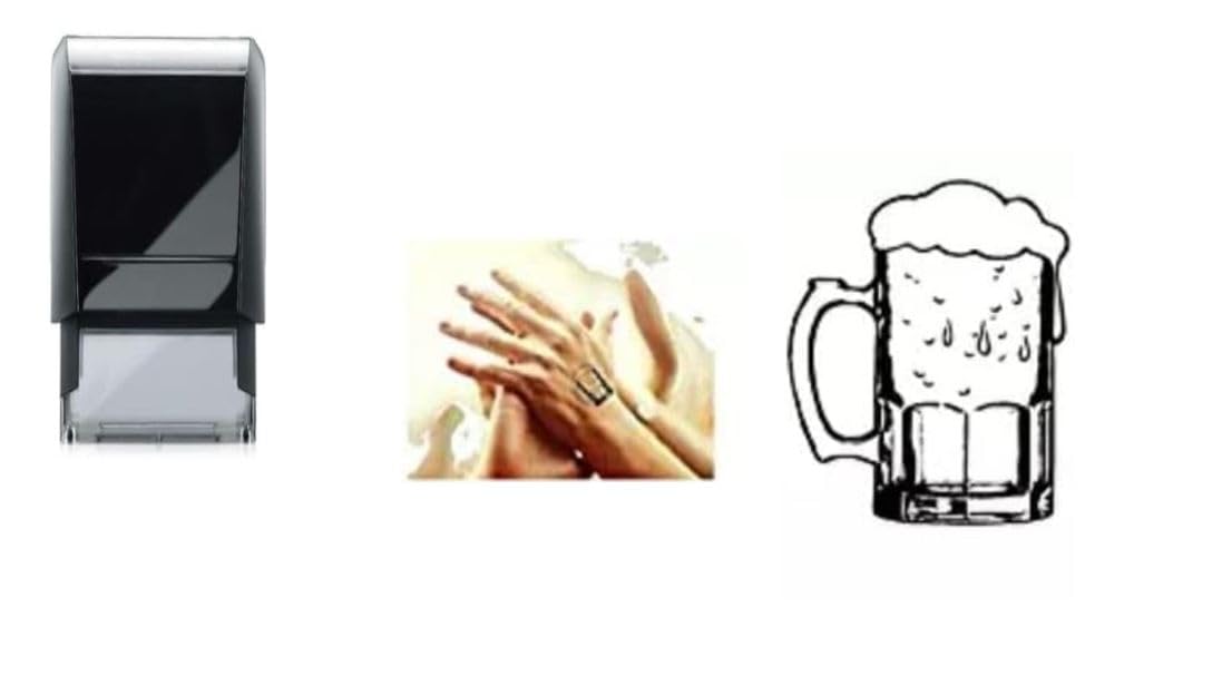 Hand Stamp - Beer Glass - Self Ink Stamp 18mm Suitable for Parties, Beer Festivals, Night Clubs etc Safe Water Based Ink That Easily Washes Off