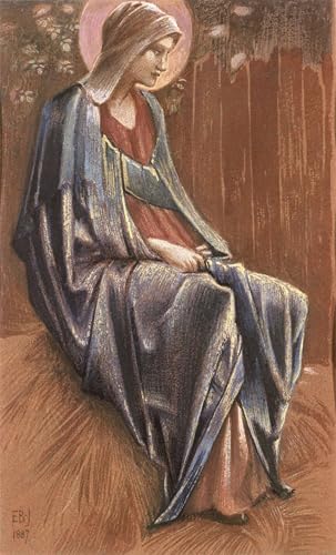 Peinture sur toile abstrait portrait Vierge Edward Burne Jones 60x90
