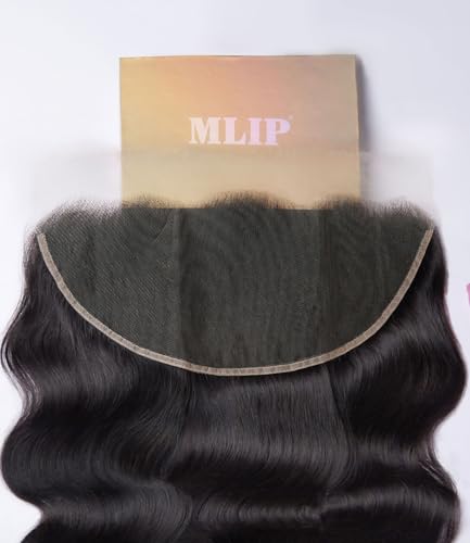 Mlip 13x6 HD Lace Frontal Body Wave, 0.10mm Ultra Thin Invisible Swiss Lace, Skinlike Real HD Lace Melt into Skin Perfectly, Pre-plucked Natural Hairline, Raw Indian Human Hair 20 Inches Natural Color