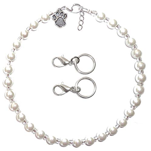The Pearl Dog Collar 12 Pet Collar Adjustable Beaded Bling Jewelry Necklace, Pet Lover, Paw ...