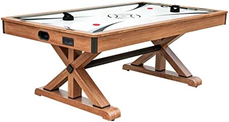 Hathaway Daulton 7-ft Air Hockey Family Game Table with Electronic Scoring, Commercial Grade High-Powered Blower, White Oak Wood-Tone, Strikers and Pucks
