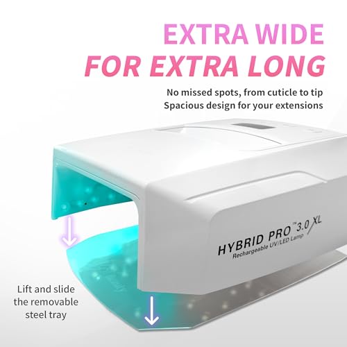 Image of iGel Beauty Hybrid PRO 3.0 XL UV /LED Nail Lamp - Wireless Rechargeable 48W Nail Dryer, Extra Wide Full-Hand Curing, 9000mAh Battery, Smart Timer & Builder Gel Mode, Cordless Professional Lamp