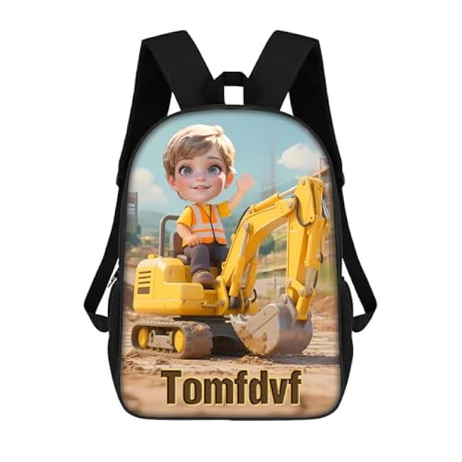 Personalized Engineering Vehicle Themed Backpack, Custom Name Excavator Backpack, Construction Truck Back Pack, Backbag Birthday Christmas Gifts For Excavator Driver Lovers