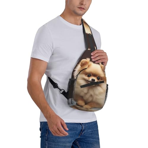Mochila bandolera estilo Pomeranian negra miniatura 7