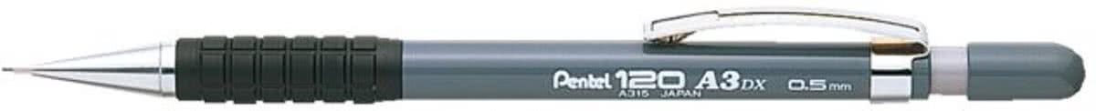 Lote de 12 portaminas de 0,5 mm recargable, cuerpo plástico gris grip goma A-315