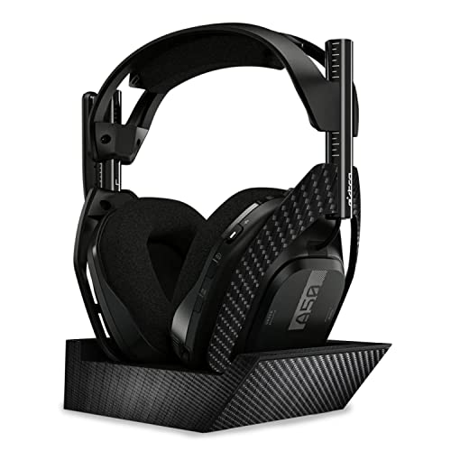 Image of MightySkins Carbon Fiber Skin Compatible with Astro A50 Wireless Headphones + Base Station (Gen 4) - Black Wood | Protective, Durable Textured Carbon Fiber Finish | Easy to Apply | Made in The USA