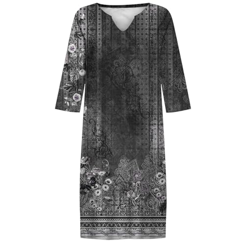 Robe de plage décontractée col V, coupe confort longueur genou contre la chaleur - 3