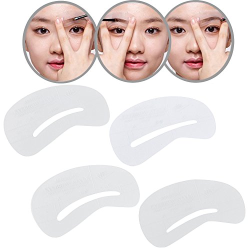 Premium Professional Beauty Make Up Set Kit of 4 Clear B5-B8 Eyebrows Grooming Shaping Stencils / Cards / Shapers / Templates By VAGA