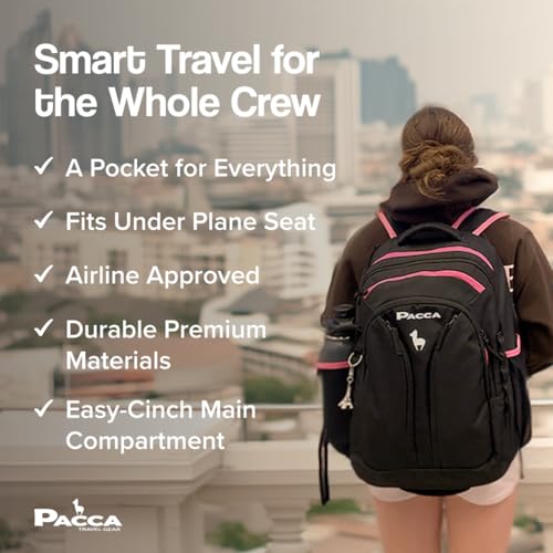 Pacca Light Kids Travel Backpack for Airplanes 25L Suitcase Back Pack TSA Approved Kids Personal Item Travel Bag for Airlines (Black/Blue) 6