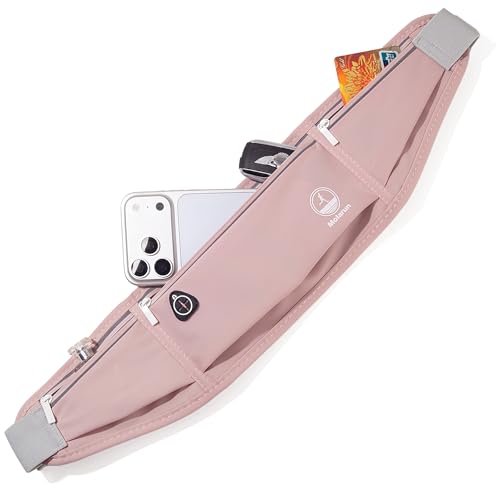 Image of Slim Running Belt Fanny Pack, Phone Holder Waist Pack Money Belt - Pink