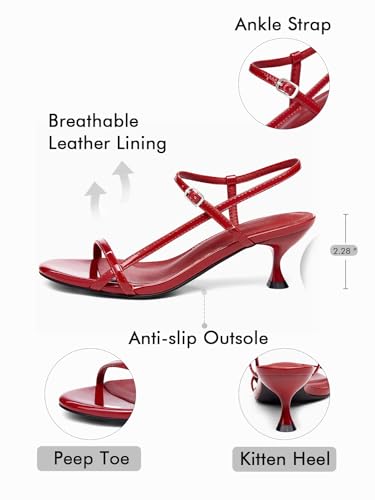 Image of Coutgo Womens Strappy Heeled Sandals Kitten Low Heel Open Toe Ankle Strap Party Wedding Dress Shoes