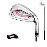 Golf Clubs ウィメンズ No.7 アイアン 右利き用 ゴルフアイアン 練習用ポール ヘッドカバー付き 軽量 チタン 打撃面 (#7、スチールシャフト)