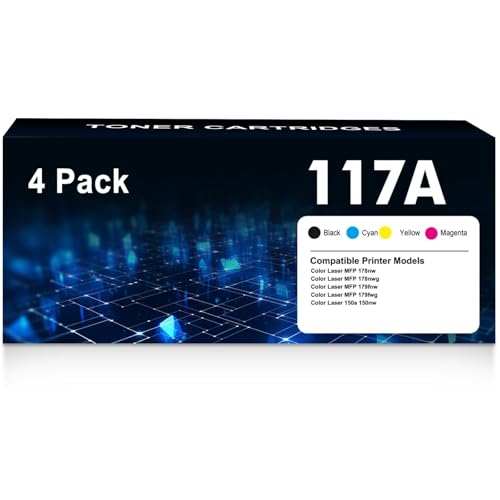 PRINKUS 117A Toner Cartridges Replacement for HP 117A W2072A W2070A W2071A W2073A Compatible for Color Laserjet MFP 150nw 179fwg 178nwg 179fnw 178nw 150a 179 178 150 (Black Cyan Yellow Magenta 4-Pack)