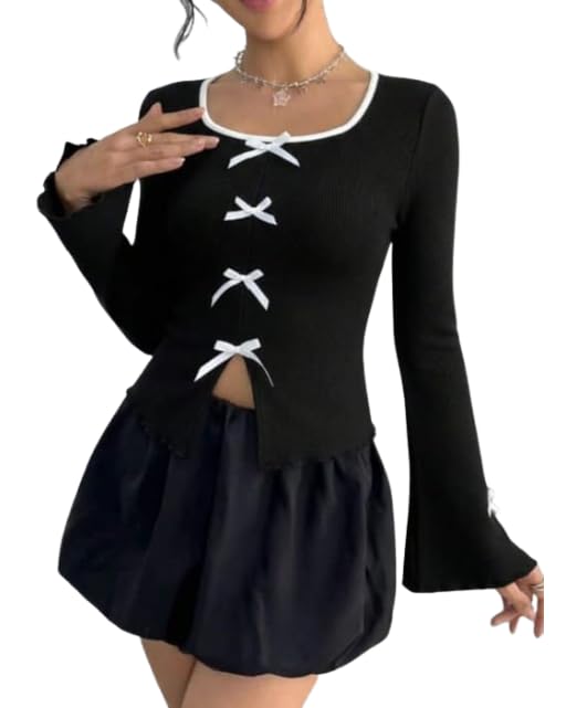 Women Deep Neck Binding Full Sleeve Crop Top, Slim Fit Stretchable Lycra Fabric Stylish Top for Girls, Korean Style Trendy Top-picture-46