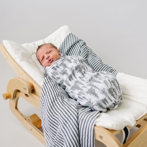 Image of Mebie Baby Forest Muslin Swaddle, Modern and Neutral Blanket for Baby Girl or Boy, 0-3 Month, Comfy Wrap