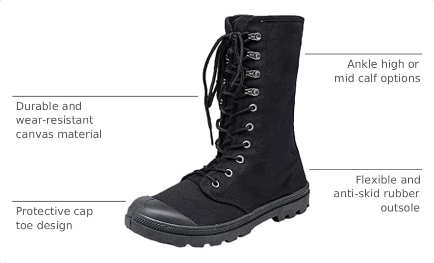 Image of Men's Women's Mid Calf Lace-Up Canvas Boots | Breathable,Durable, Outdoor Desert Boots, High-Top Sneakers