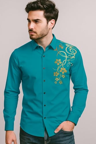 Image of Men's Solid Cotton Regular Fit Full Sleeve Collared Neck Casual Shirt for Men Stylish Latest, Formal