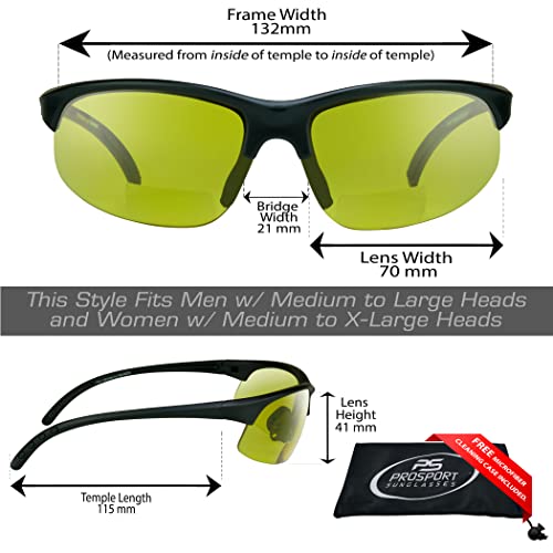 proSPORT BIFOCAL Sunglasses Yellow Tinted +2.50 Night Vision Driving Riding Semi Rimless Sport Frame Mens Womens2