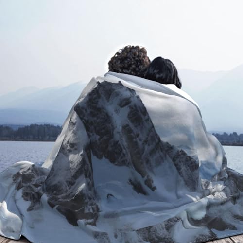 Couverture polaire imprimée montagne enneigée grand plaid canapé flanelle lit