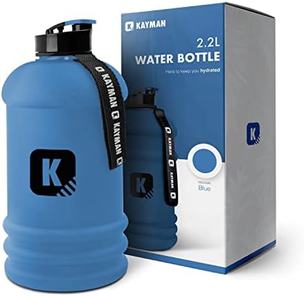 KAYMAN XL Gym Jug 2.2L Water Bottle - Strong Water Bottle with Wrist Straps | Sports Water Bottle with Leak Proof Flip Cap BPA Free | Ideal for Gym, Running & Camping for Men and Women