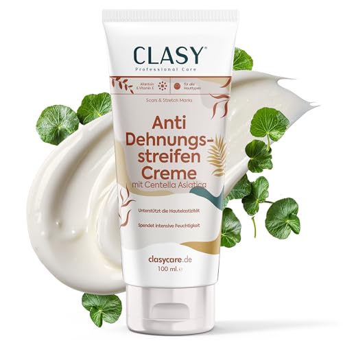 Clasy Care Dehnungsstreifen-Creme - Narbenbildungscremes mit Centella Asiatica & Vitamin E - Hilft das Aussehen von Dehnungsstreifen, Hauttextur & ungleichmäßigem Ton zu verbessern, 100 ml