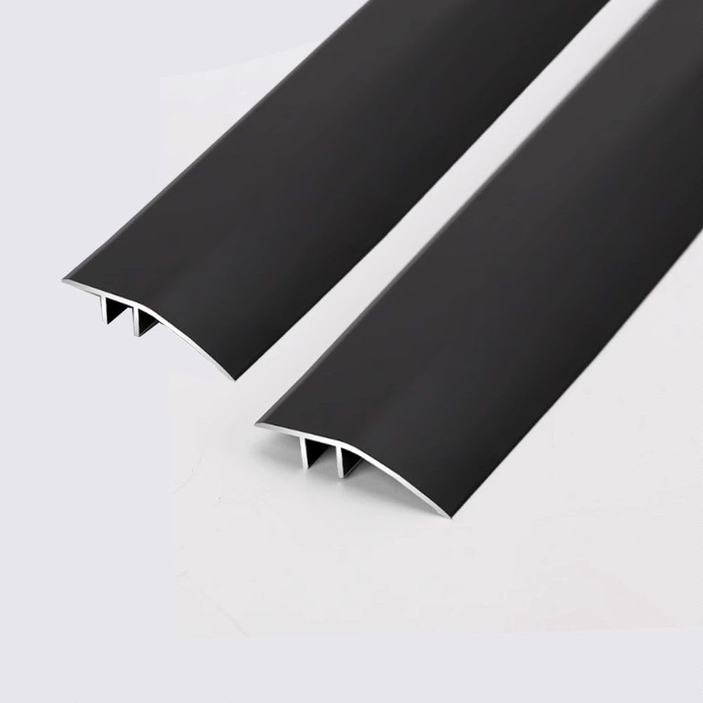 2Pack 1M Aluminum Floor Transition Strip Door Bar,Metal Floor Bar for Doorways Threshold Ramp Tile Laminate Planks,Bridge The Height Between 6-12mm(Black,4.3cm) โ image 1