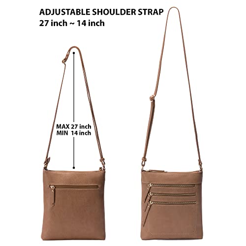 Image of Solene Crossbody Bag Functional Multi Pocket Messenger Purse Top Zip Closure Shoulder Handbag With Adjustable Strap
