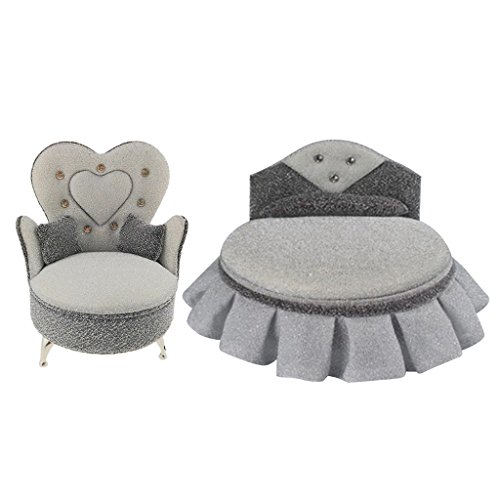 CUTICATE Dollhouse Furniture Miniatures - 1:6 Scale Sofa Chair & Bed Model Openable Dressing Case, Great for Hot Toys Action Figures, for 1/6 BJD Dolls