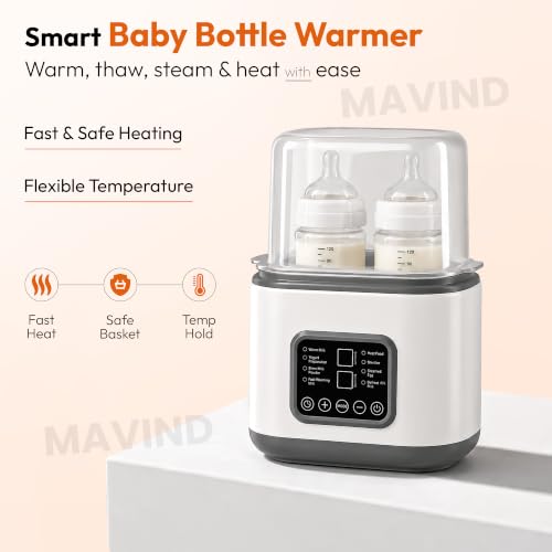 Image of 10-in-1 Electric Baby Bottle Warmer & Sterilizer, Double Bottle Milk Warmer with LED Touch Display, Fast Milk Heating, Food Heater, Defrost & Steamed Egg Function for Breastmilk & Formula