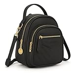 Bolsa Mochila Feminina Compacta com Detalhes Dourados e Design Moderno Versátil com Zíper e Acabamento Elegante