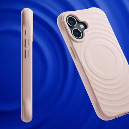 Image of amazon basics Shockproof Case for iPhone 16 | Ripple Pattern | Camera Protection | Protective Cover with Enhanced Grip & Wireless Charging Support - Baby Pink