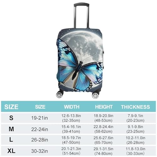 Blue Butterfly And Moon Printed Luggage Cover Protector, Fits 18-32 Inch Luggage2
