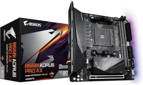 Image of GIGABYTE B550I AORUS PRO AX AMD AM4 ITX Motherboard,Supports Ryzen 5000 /4000 /3000 Series,DDR4,6+2 Power Phase,2X M.2,PCIe 4.0,USB-C,WiFi 6,2.5 GbE LAN,Q-Flash Plus,WiFi EZ-Plug,RGB Fusion (Pack of 10)