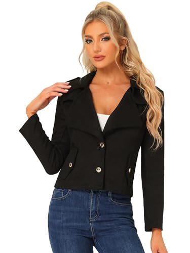 Allegra K Faux Suede Jackets for Women's 2024 Spring Casual Button Down Cropped Jacket