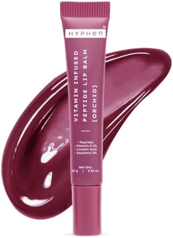 Hyphen Tinted Lip Balm | Brightens & Reduces Dark Lips & Pigmentation | 1% Vitamin E, Peptide & 2% Squalane | Winter Lip Care | 24H Moisturization for Dry & Chapped Lips | Orchid (Mauve Shade)- 10g