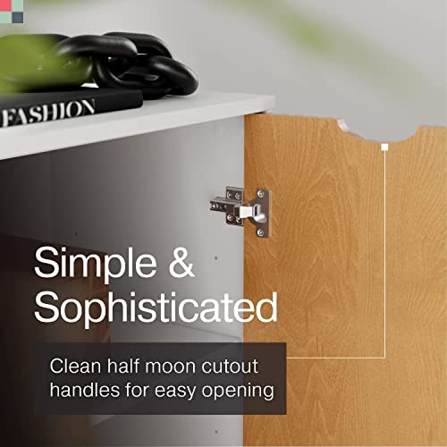 Stead Adjustable Fluted Accent Cabinet 2023 Collection - Contemporary Storage Shelf - Great In Living Rooms, Bedrooms, And Entryways (White And Oak) #TOP4