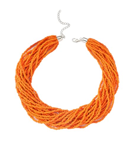 Bohemia Multilayer Seed Beads Choker Necklace Colorful Retro Crystal Beads Stackable Necklace for Women Summer Beach Hawaiian Vacation Holiday Ethnic Jewelry Gifts