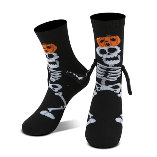 YOYOU Halloween Novelty Crew Socks Spooky Skeleton Holding Hands Socks Funny Cute Socks Gifts for Couples Friends Family