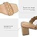 Athlefit Women's Braided Heeled Sandals Fashion Square Open Toe Comfortable Slip on Block Khaki Heels Size 6.5