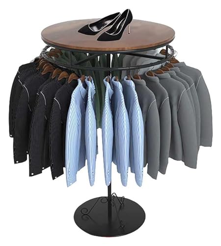 Portant à vêtements magasin rotatif avec étagère et penderie circulaire métal
