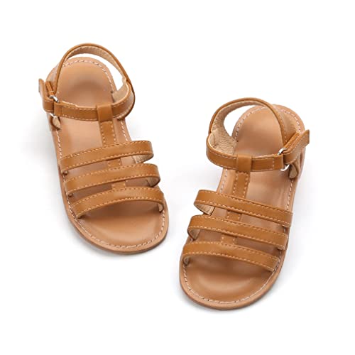 Image of THEE BRON Girls Brown Comfort Sandals Kids Shoes Sandals Filles Sandales(AA352,Brown /6M)