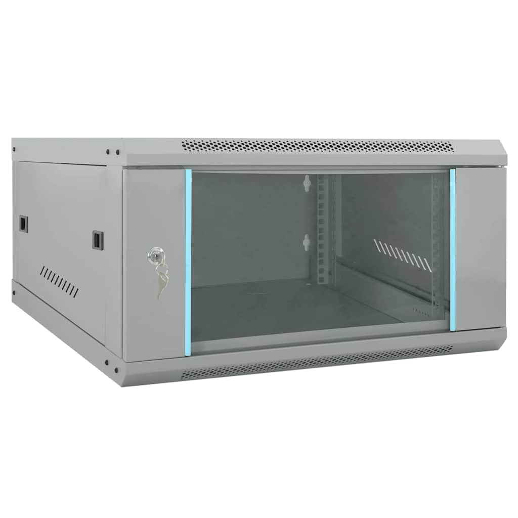 Armoire Réseau, Armoire Serveur Baie de Serveur Coffret Boit de Réseaux Mural avec Stockage Gris 60 x 60 x 35 cm Acier