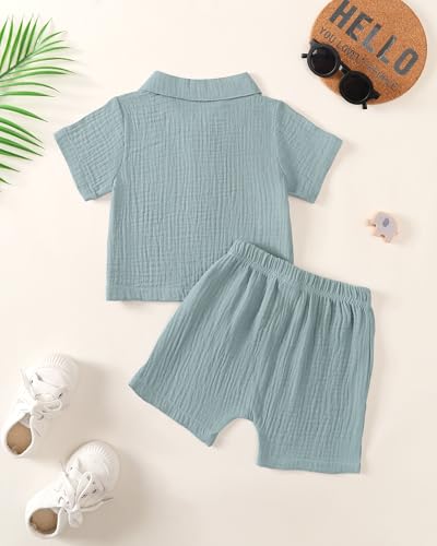 Image of Toddler Boys Clothes Baby Boy Outfit Summer Shirt Little Boy Shorts Set Cotton Clothes for Boys
