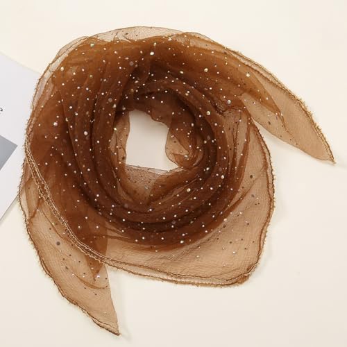 Head Scarf for Women 31.5 Inches Solid Hair Scarf Sparkle Glitters Hair Bandana Sequins Hair Wraps Scarf2
