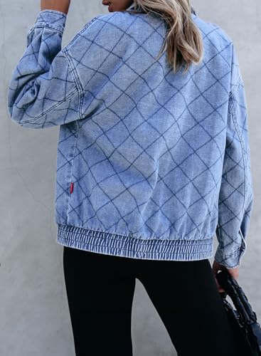 Sidefeel Women's Jean Jacket Long Sleeve Zimbaplatinum Overszied Denim Jackets Shacket Coat Fashion Spring Outfits 20252