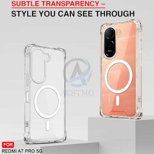 Image of AESTMO Clear Back Cover for Redmi A7 Pro / C85X 5G | 360 Protection | Transparent Back Cover for Redmi A7 Pro / C85X 5G (PC + TPU, Compatible with MagSafe Accessories, Transparent Bumper)