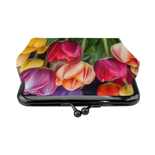 Porte-monnaie à motif floral vintage en cuir synthétique avec serrure à baiser pour homme et femme - 2