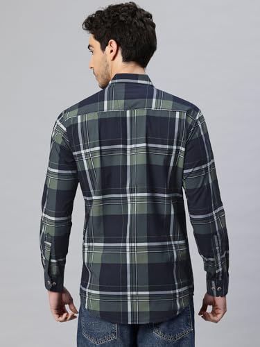 Image of Majestic Man Men's Pure Cotton Cargo Checks Shirt with Dual Flap Pockets - Slim Fit | Full Sleeve | Casual Wear | Trendy & Comfortable