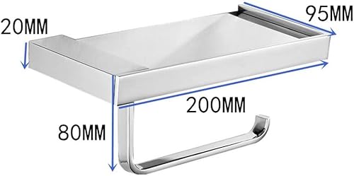 Miniatura 2 de GENIGW - Soporte de papel higiénico con estante para teléfono, gancho de papel de seda de acero inoxidable, montaje en pared, accesorios de baño