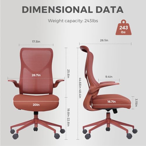 Image of NearHub EC10 Stylish Ergonomic High Back Mesh Reclining Office Chair with Adjustable Flip-Up Armrests,Lumbar Support & Headrest,Breathable & Comfortable Computer Chair for Home, Office & Study